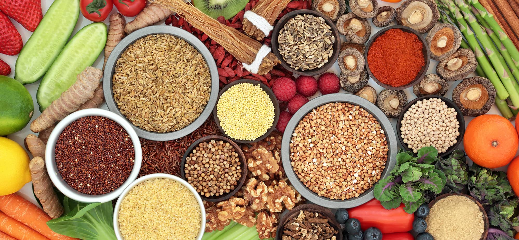 Different grains are pictured which meet various dietary requirements